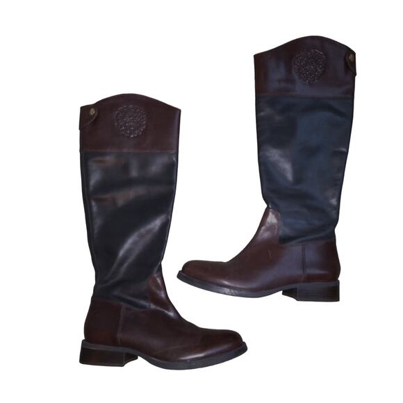 Vince Camuto Fabina Leather Riding boots - colorblock size 9.5 women's - Picture 1 of 16